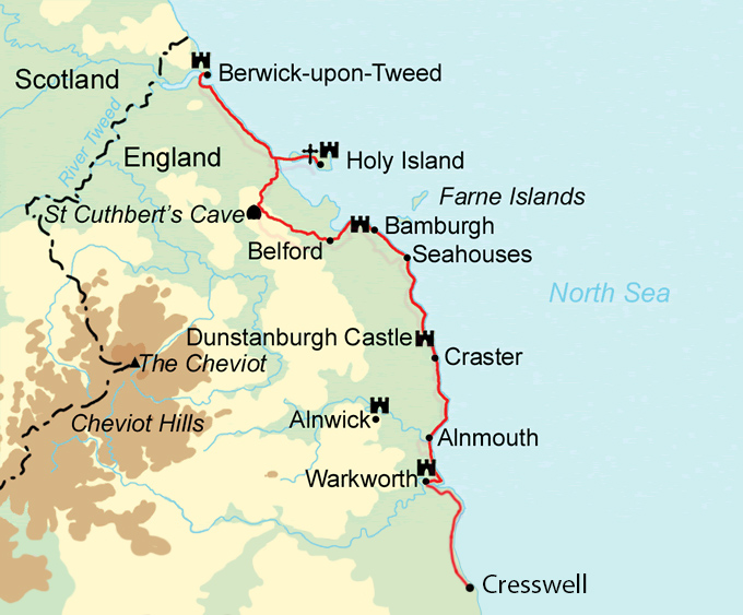 Northumberland Coast Path map
